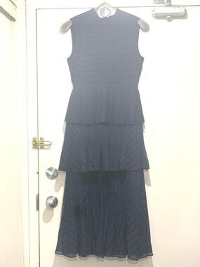 chinese dress ladies Self-Portrait - Grey Metallic Tie Neck Maxi Dress